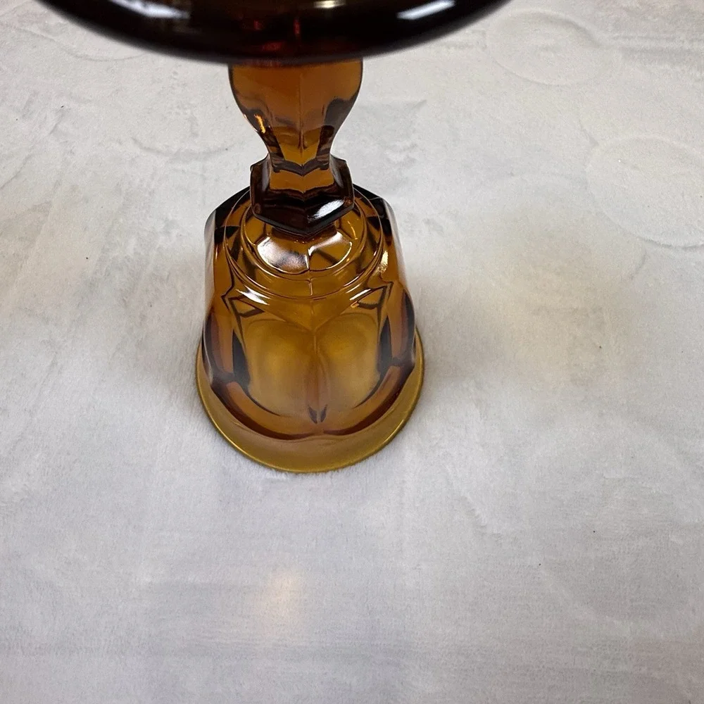 Imperial Lenox Amber Glass Goblets Set of 6 Vintage MCM Paneled Stemware
